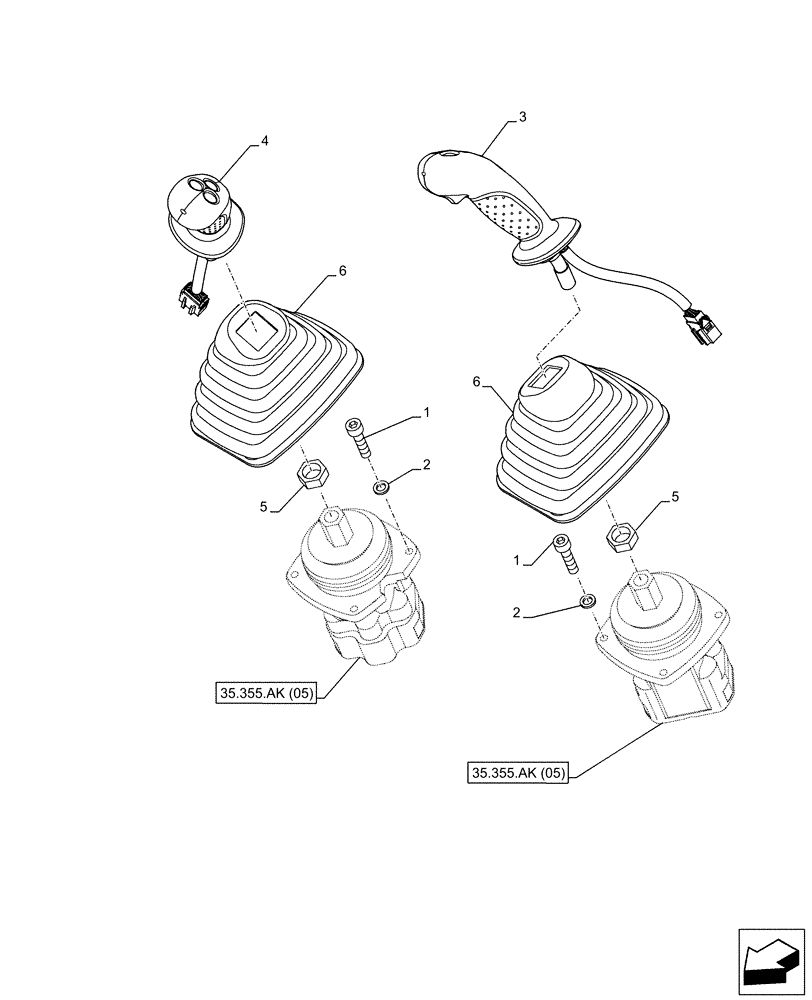 Схема запчастей Case CX300D LC - (35.355.AK[01]) - STD + VAR - 461561, 461563 - JOYSTICK (35) - HYDRAULIC SYSTEMS