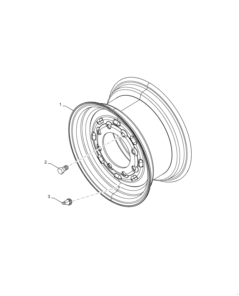 Схема запчастей Case 570N EP - (44.511.AG[01]) - VAR - 442095 - FRONT WHEEL, 2WD (44) - WHEELS