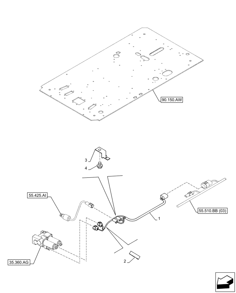 Схема запчастей Case CX300D LC - (55.510.BB[02]) - VAR - 461863 - OPTION, HARNESS, CLAMSHELL BUCKET, ROTATION, W/ ELECTRICAL PROPORTIONAL CONTROL (55) - ELECTRICAL SYSTEMS