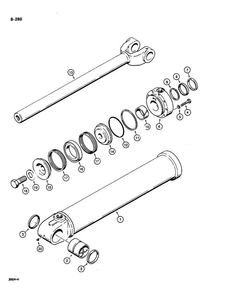 Схема запчастей Case W36 - (8-280) - LIFT CYLINDERS (08) - HYDRAULICS