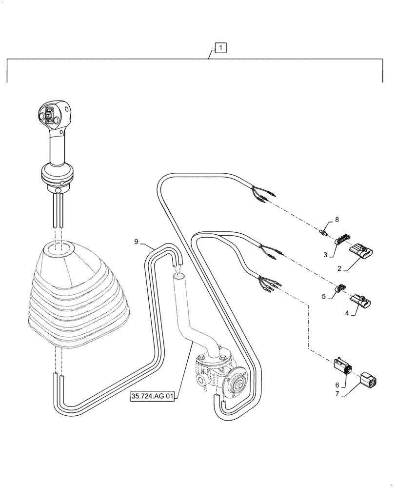 Схема запчастей Case 570N EP - (35.724.AE[02]) - VAR - 747892 - 3 SPOOL, LOADER CONTROL LEVER KNOB (35) - HYDRAULIC SYSTEMS