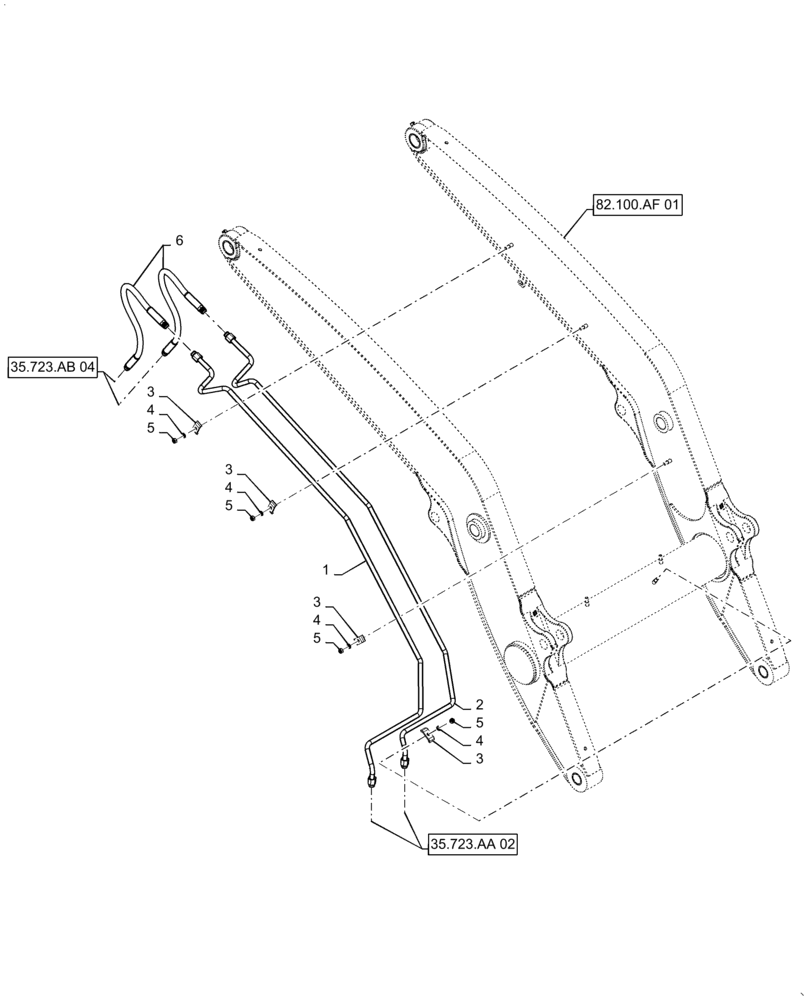 Схема запчастей Case 570N EP - (35.220.AD[01]) - VAR - 747892 - FRONT LOADER AUXILIARY LINES (35) - HYDRAULIC SYSTEMS