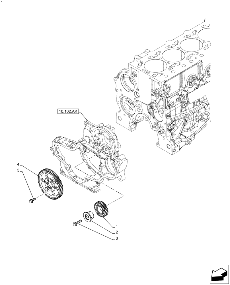 Схема запчастей Case F5BFL413A B007 - (10.106.AG) - CAMSHAFT, GEAR (10) - ENGINE