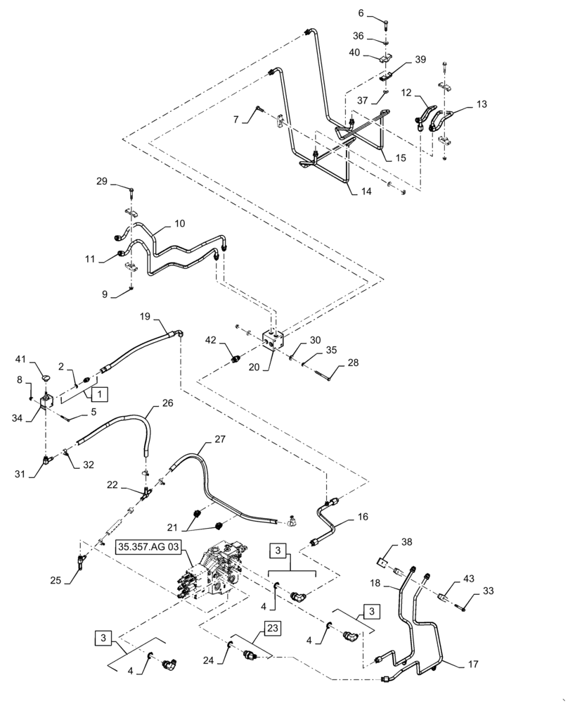 Схема запчастей Case SV300 - (35.701.AX[01]) - LOADER VALVE PLUMBING (SV250,SV300,TV380) (35) - HYDRAULIC SYSTEMS