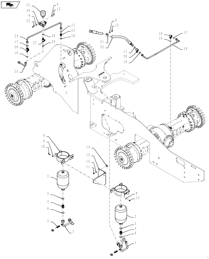 Схема запчастей Case 1021F - (33.202.04) - BRAKE ACCUMULATOR STANDARD (33) - BRAKES & CONTROLS