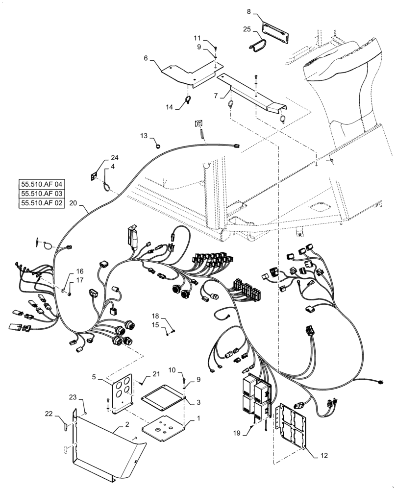 Схема запчастей Case 621F - (55.510.AF) - CAB MAIN WIRE HARNESS INSTALLATION (55) - ELECTRICAL SYSTEMS