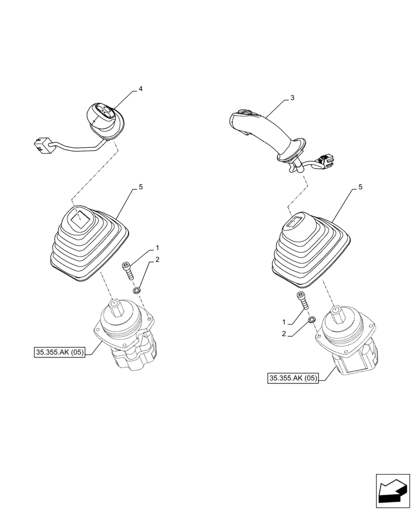 Схема запчастей Case CX300D LC - (35.355.AK[03]) - VAR - 461863 - JOYSTICK, CLAMSHELL BUCKET, ROTATION, W/ ELECTRICAL PROPORTIONAL CONTROL, LEFT (35) - HYDRAULIC SYSTEMS