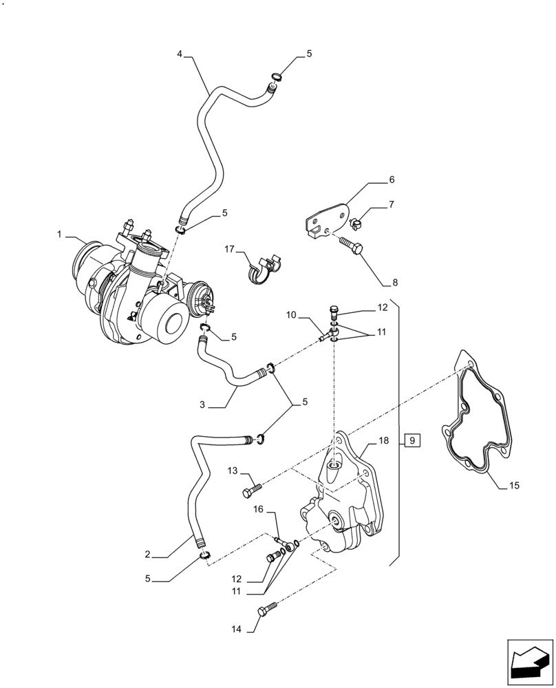 Схема запчастей Case F5BFL413A B007 - (10.250.AC) - TURBOCHARGER (10) - ENGINE