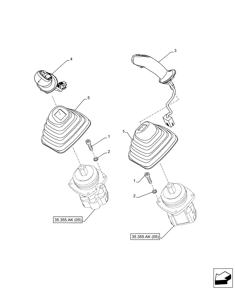 Схема запчастей Case CX300D LC - (35.355.AK[02]) - VAR - 461865 - 461869 - 461871 - JOYSTICK, HAMMER CIRCUIT, SHEARS, HIGH FLOW, W/ ELECTRICAL PROPORTIONAL CONTROL (35) - HYDRAULIC SYSTEMS