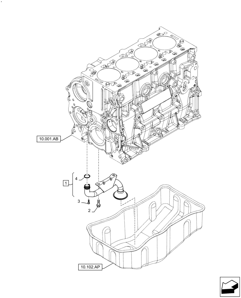 Схема запчастей Case F5BFL413A B007 - (10.304.AL) - OIL PUMP & LINES (10) - ENGINE