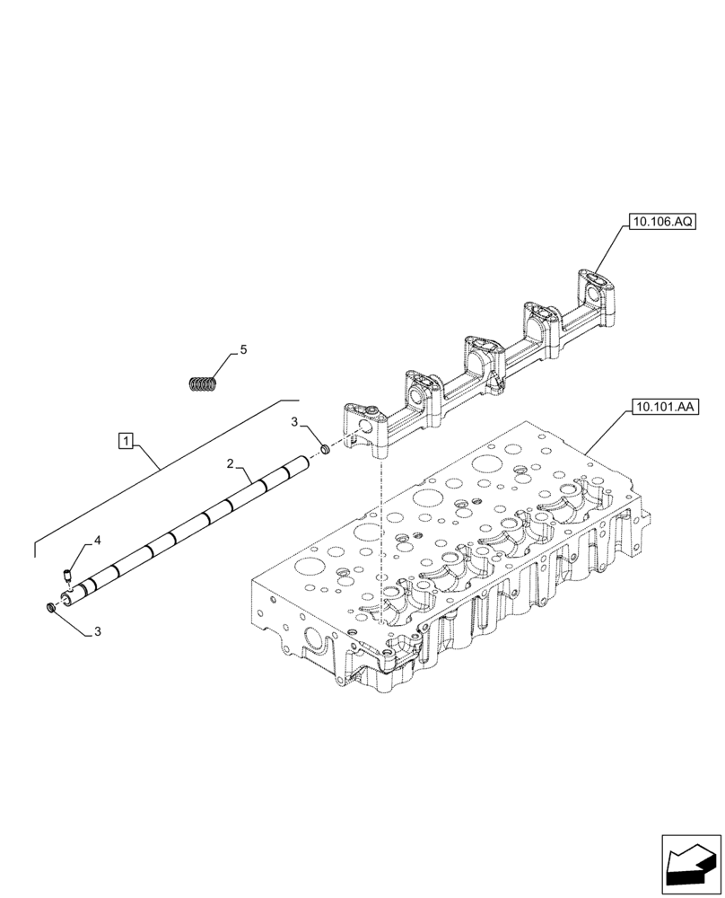 Схема запчастей Case F5BFL413A B007 - (10.106.AP) - ROCKSHAFT (10) - ENGINE