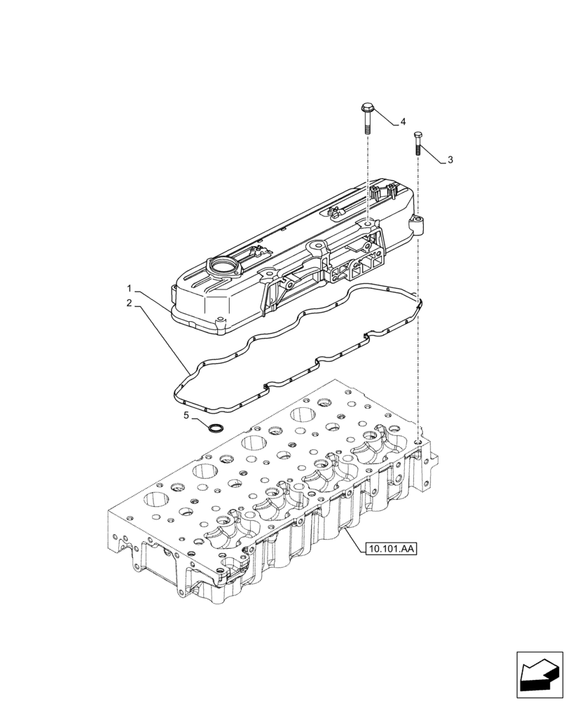 Схема запчастей Case F5BFL413A B009 - (10.101.AB) - VALVE COVER (10) - ENGINE