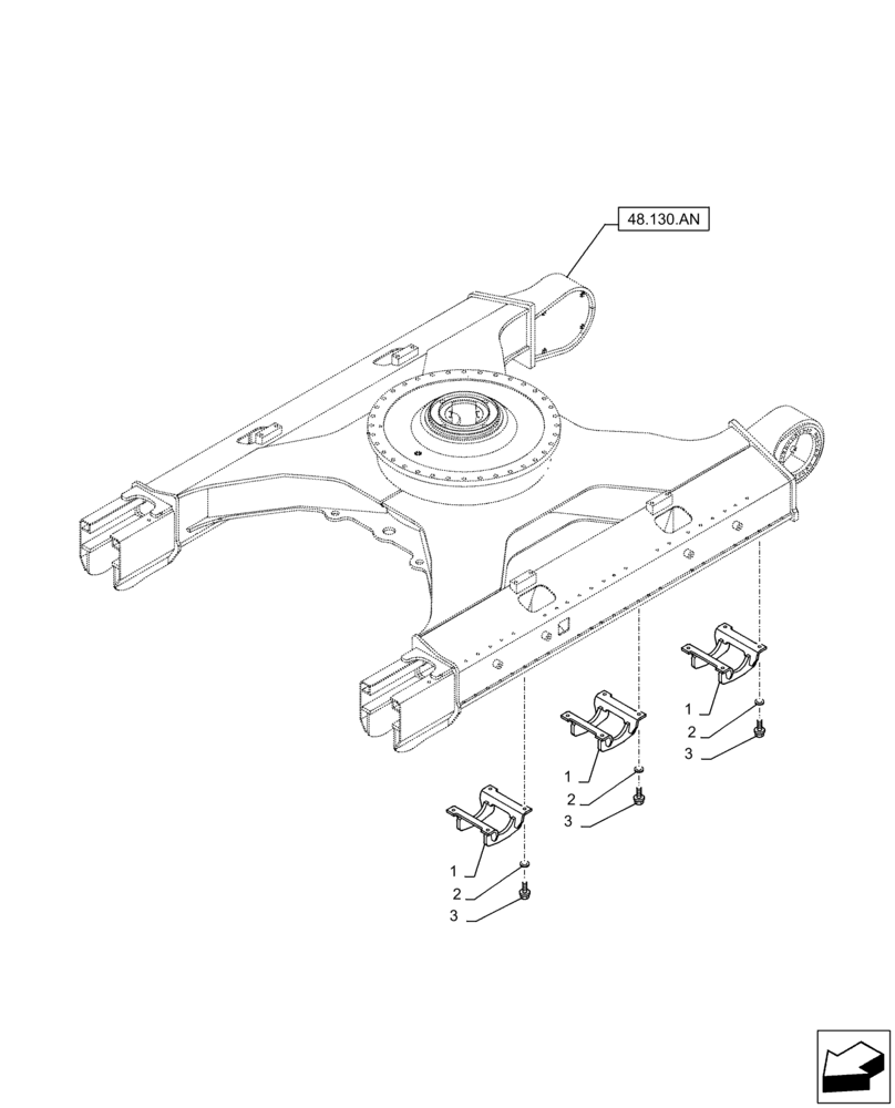 Схема запчастей Case CX300D LC - (48.100.AF[01]) - VAR - 461143 - TRACK CHAIN, GUIDE, TRIPLE (48) - TRACKS & TRACK SUSPENSION