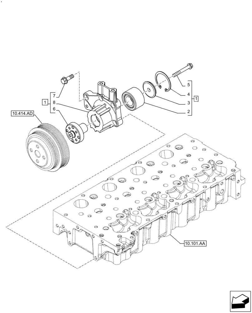 Схема запчастей Case F5HFL463D G001 - (10.414.AC) - FAN (10) - ENGINE