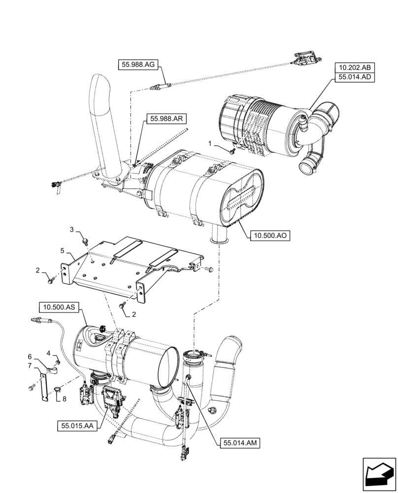 Схема запчастей Case TR340 - (10.254.AD) - INTAKE & EXHAUST, MOUNTING (10) - ENGINE