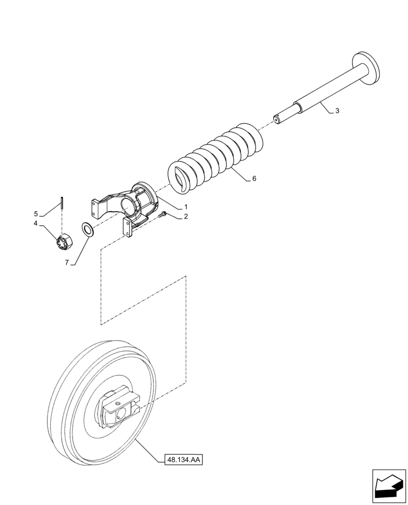 Схема запчастей Case CX300D LC - (48.134.AE) - TENSION SPRING (48) - TRACKS & TRACK SUSPENSION