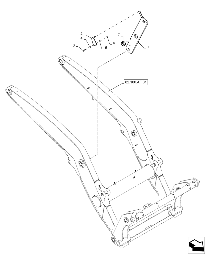 Схема запчастей Case 570N EP - (82.100.AF[03]) - ANTI-ROLL BACK LINK (82) - FRONT LOADER & BUCKET