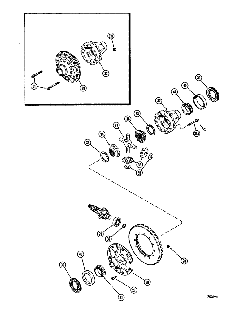 Схема запчастей Case W8B - (186) - A56467 AND L15395 REAR STEERING AXLES, DIFFERENTIAL, FOR (04) - UNDERCARRIAGE