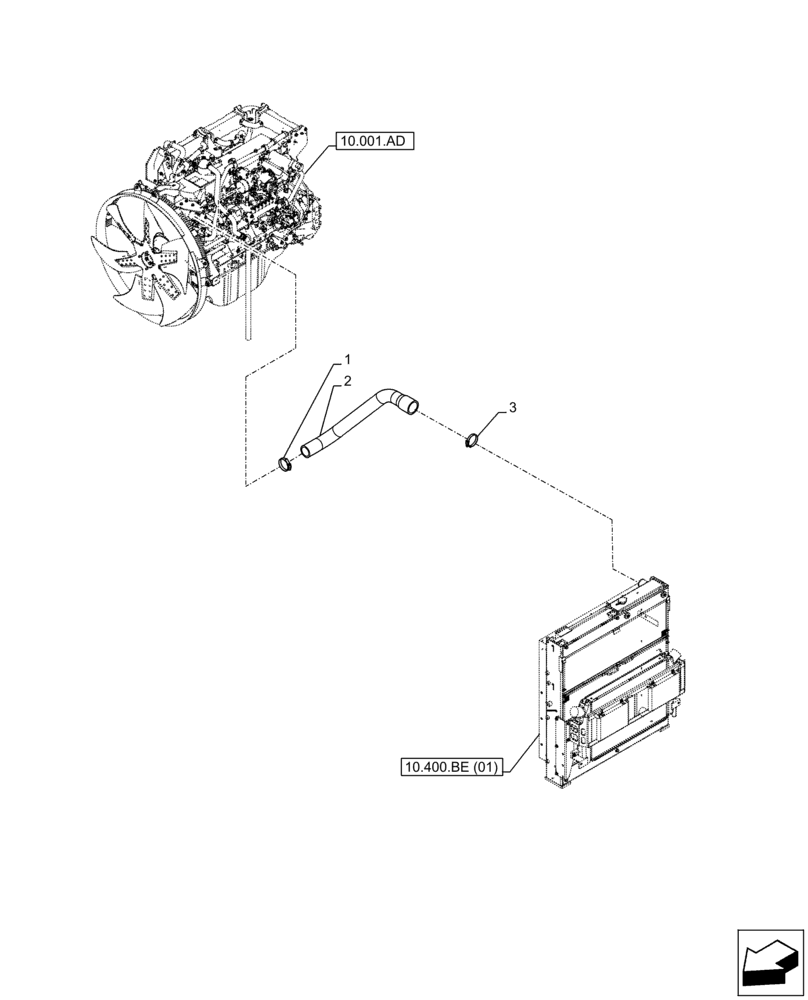 Схема запчастей Case CX300D LC - (10.400.AQ) - RADIATOR, WATER PUMP, HOSE (10) - ENGINE