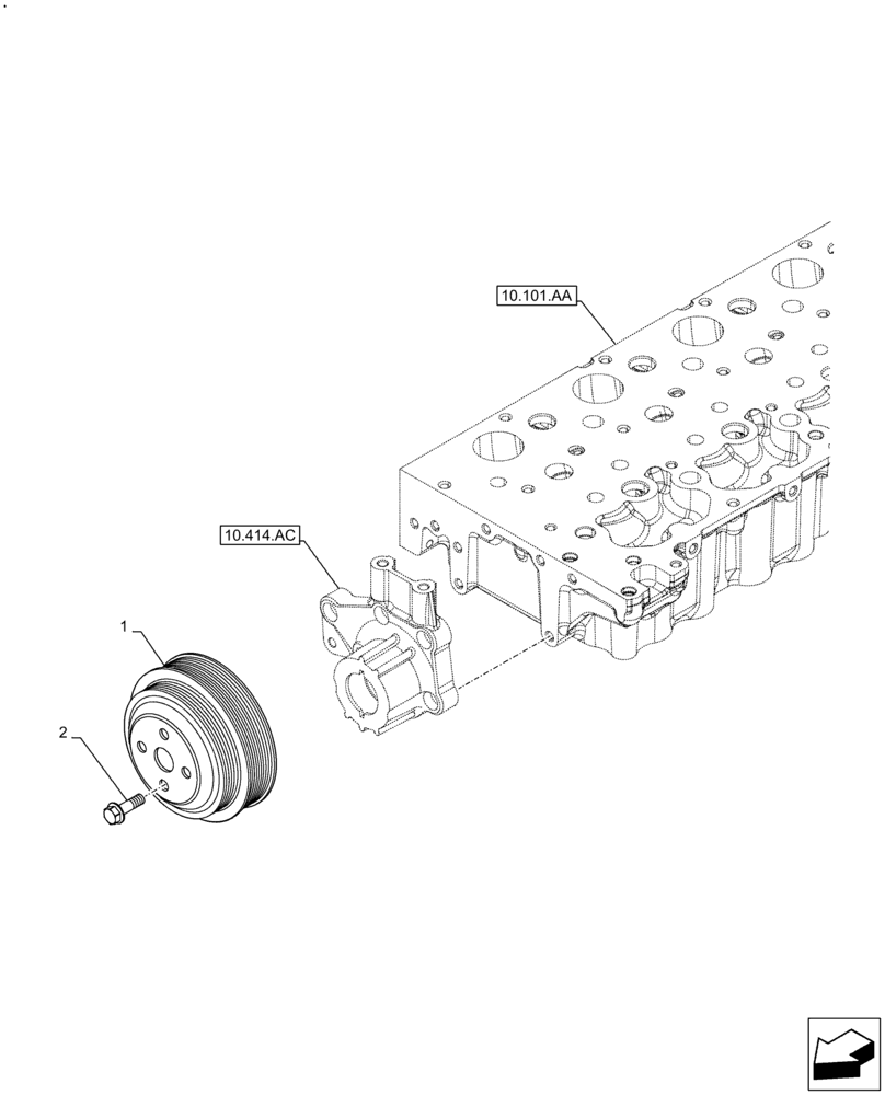 Схема запчастей Case F5BFL413A B009 - (10.414.AD) - FAN BELT DRIVE PULLEY (10) - ENGINE