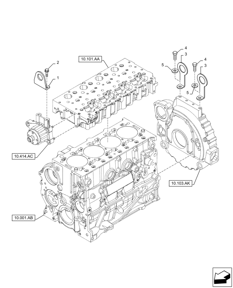 Схема запчастей Case F5BFL413A B007 - (10.001.AK) - HOOKS - ENGINE (10) - ENGINE