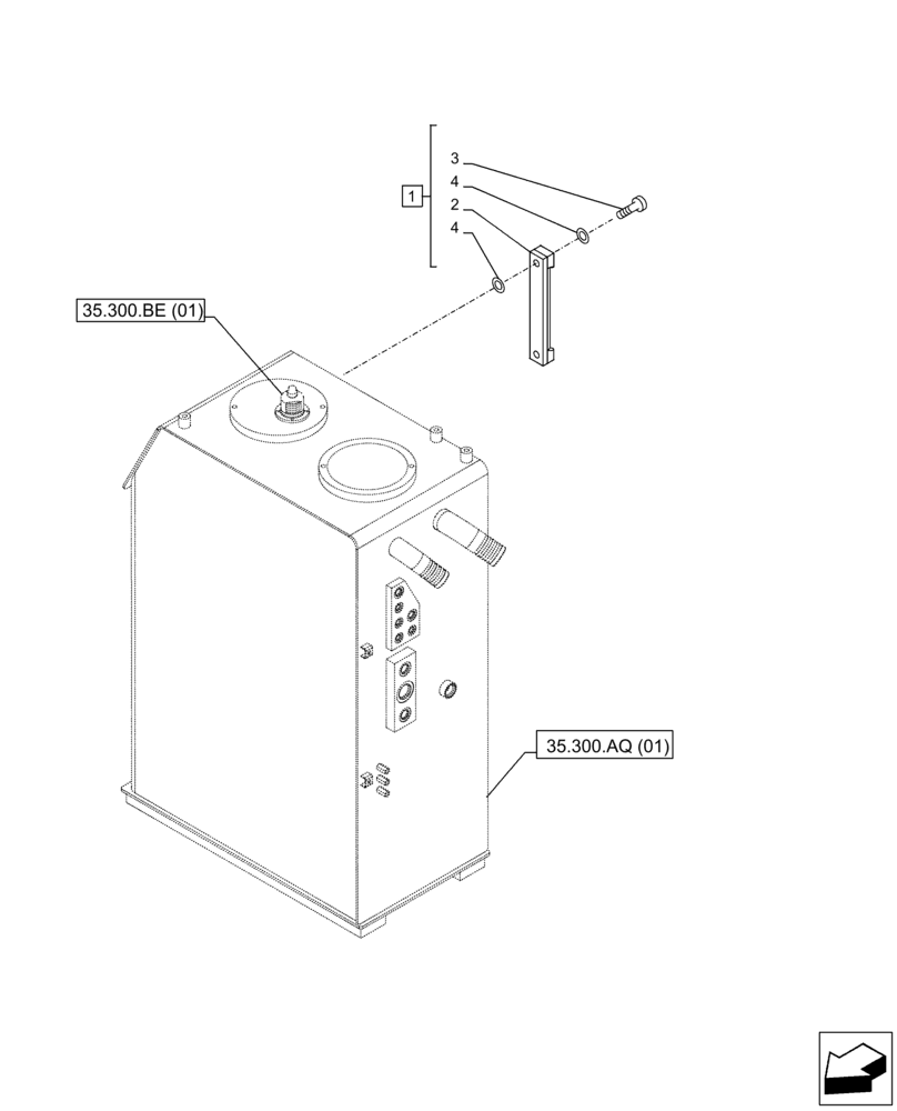 Схема запчастей Case CX250D LC - (35.300.AF) - HYDRAULIC OIL RESERVOIR, LEVEL INDICATOR (35) - HYDRAULIC SYSTEMS