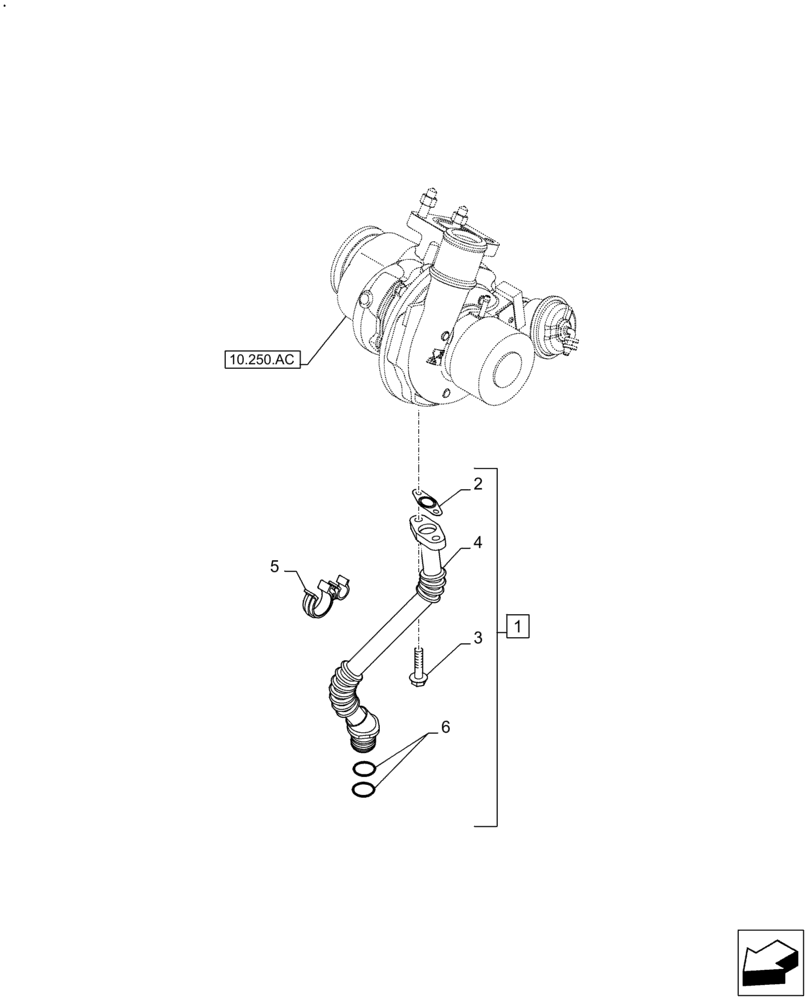 Схема запчастей Case F5BFL413A B007 - (10.250.AE) - TURBOCHARGER LINE (10) - ENGINE