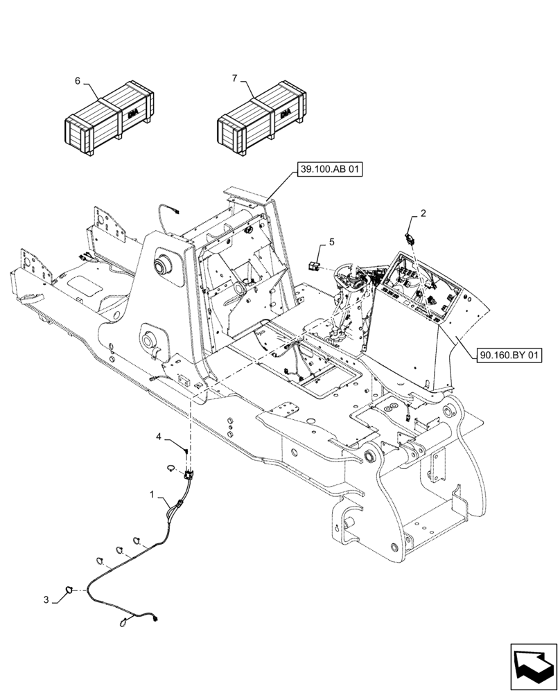 Схема запчастей Case 570N EP - (55.100.DP[03]) - VAR - 745137 - PTO JUMPER HARNESS MOUNTING (55) - ELECTRICAL SYSTEMS