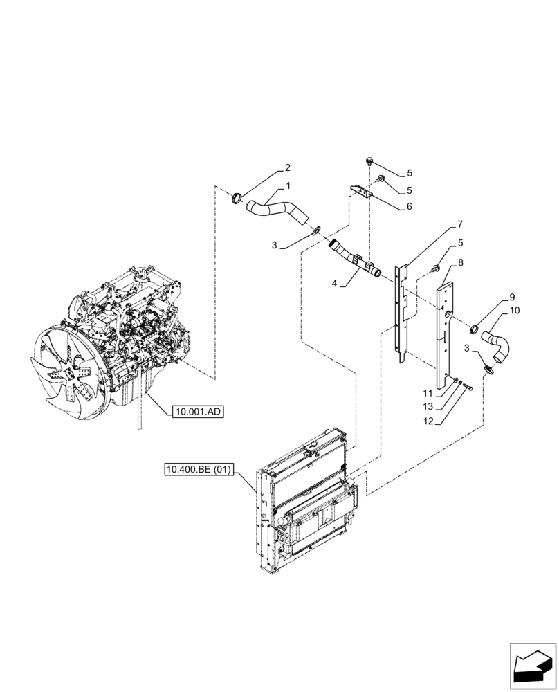 Схема запчастей Case CX300D LC - (10.310.AD) - AFTERCOOLER LINE, ENGINE (10) - ENGINE