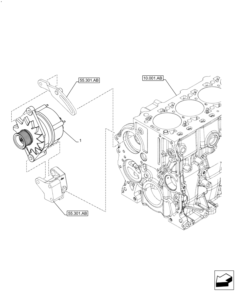 Схема запчастей Case F5HFL463D F008 - (55.301.AA[01]) - ALTERNATOR (55) - ELECTRICAL SYSTEMS