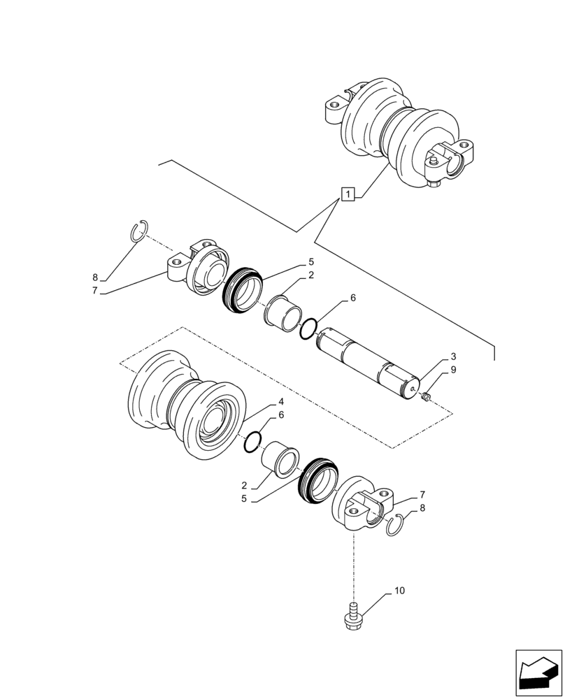 Схема запчастей Case CX300D LC - (48.138.AB[02]) - TRACK ROLLER, COMPONENTS (48) - TRACKS & TRACK SUSPENSION