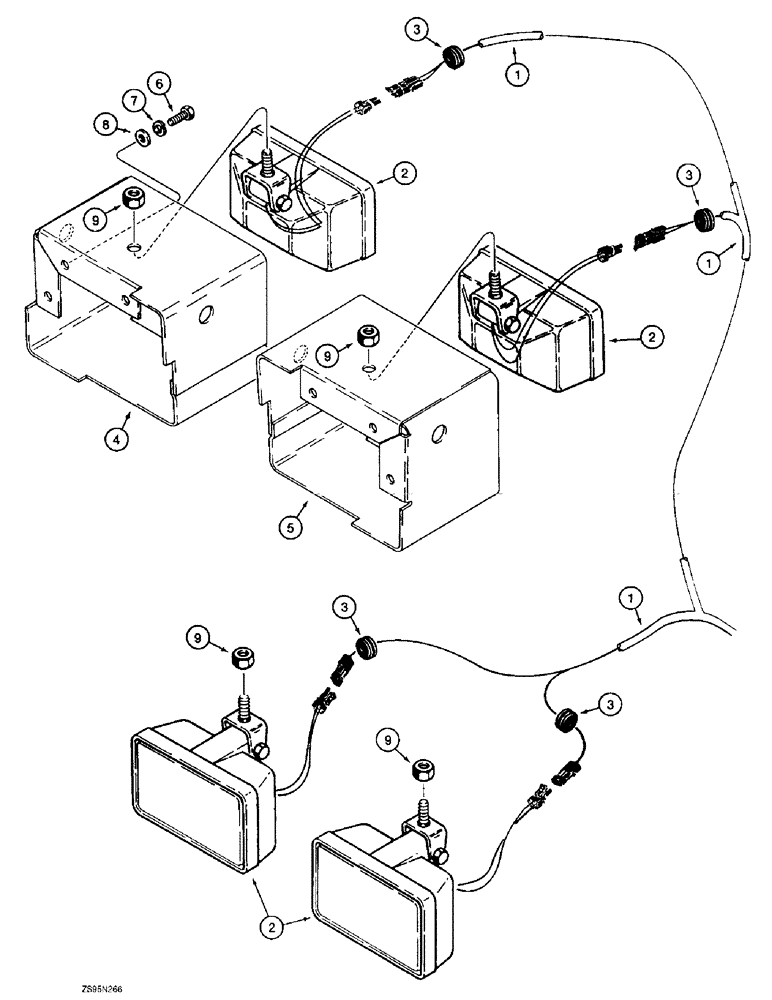 Схема запчастей Case 1150E - (4-40) - LAMPS AND WIRING, MODELS WITH ROPS CAB, DOZER P.I.N. JAK0009016 OR LOADER PIN JAK0009982 & AFT (04) - ELECTRICAL SYSTEMS