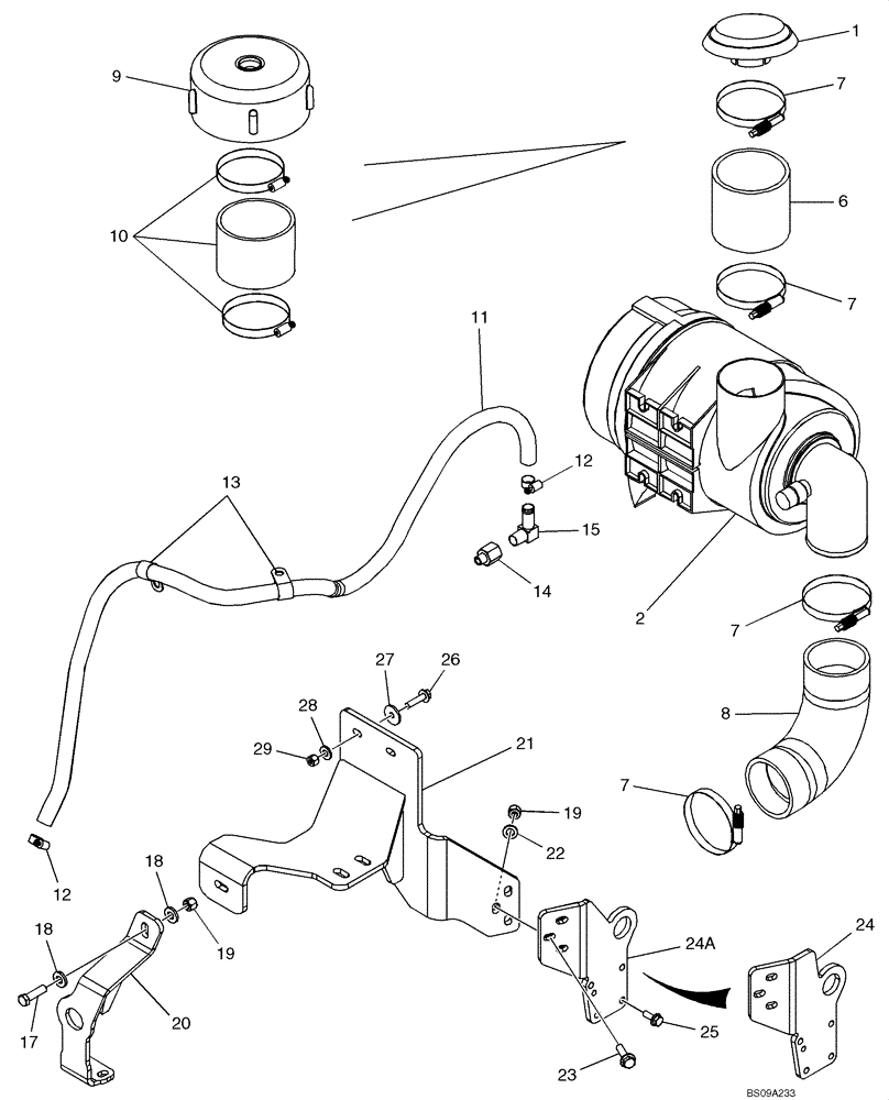 Схема запчастей Case 850L - (02-06) - AIR CLEANER - MOUNTING (02) - ENGINE