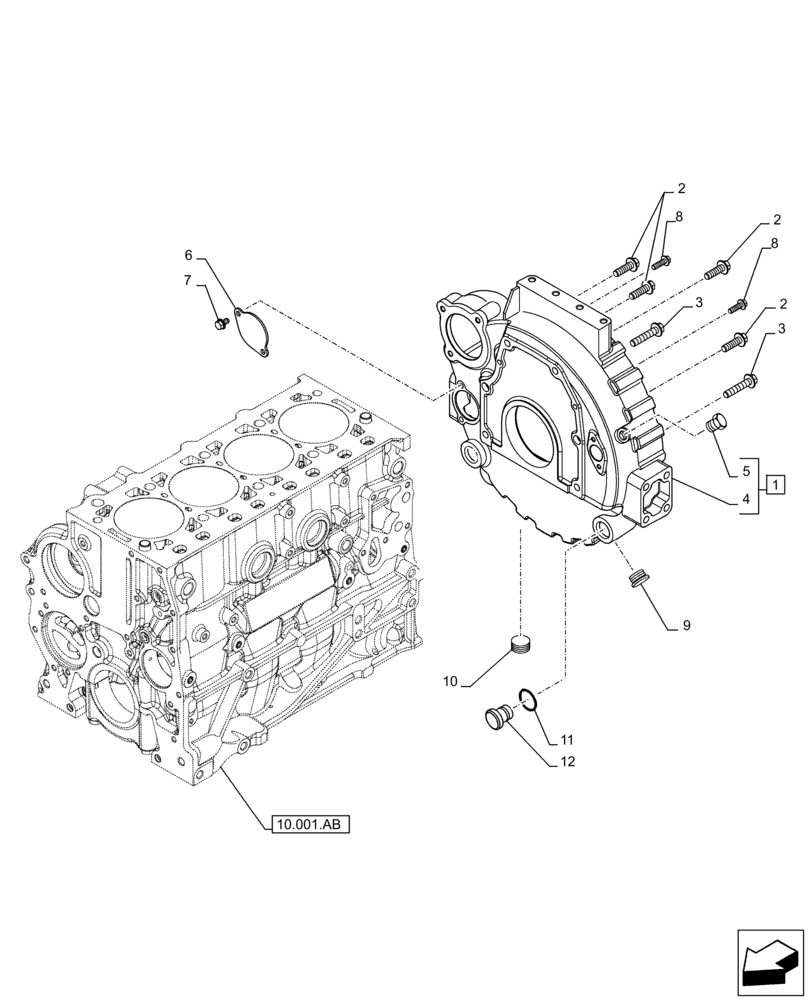 Схема запчастей Case F5BFL413A B009 - (10.103.AK) - FLYWHEEL CASE (10) - ENGINE