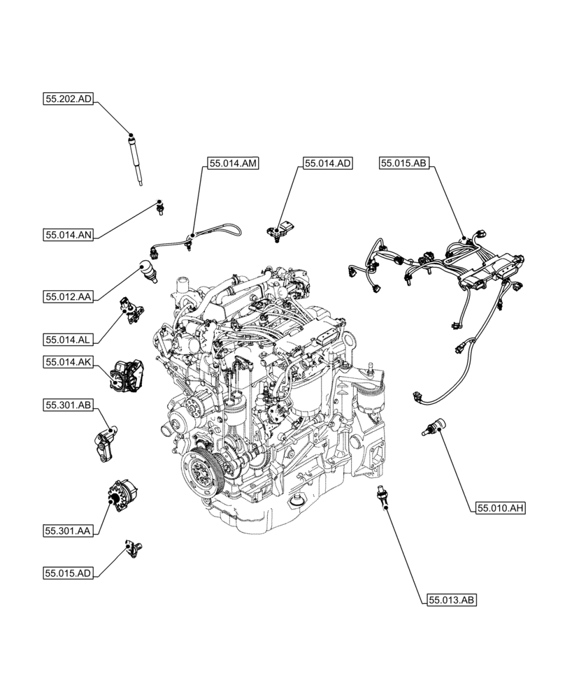 Схема запчастей Case F5BFL413A B009 - (55.000.00) - SECTION INDEX - ELECTRIC SYSTEM CONTROL (55) - ELECTRICAL SYSTEMS