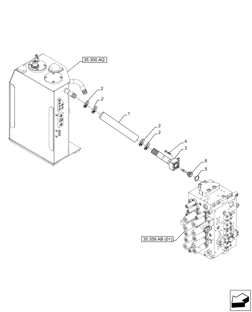 Схема запчастей Case CX300D LC - (35.300.BC[02]) - OIL COOLER LINE (35) - HYDRAULIC SYSTEMS