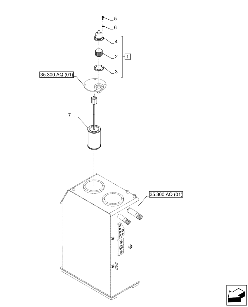 Схема запчастей Case CX250D LC LR - (35.300.BE) - HYDRAULIC OIL RESERVOIR, BREATHER (35) - HYDRAULIC SYSTEMS