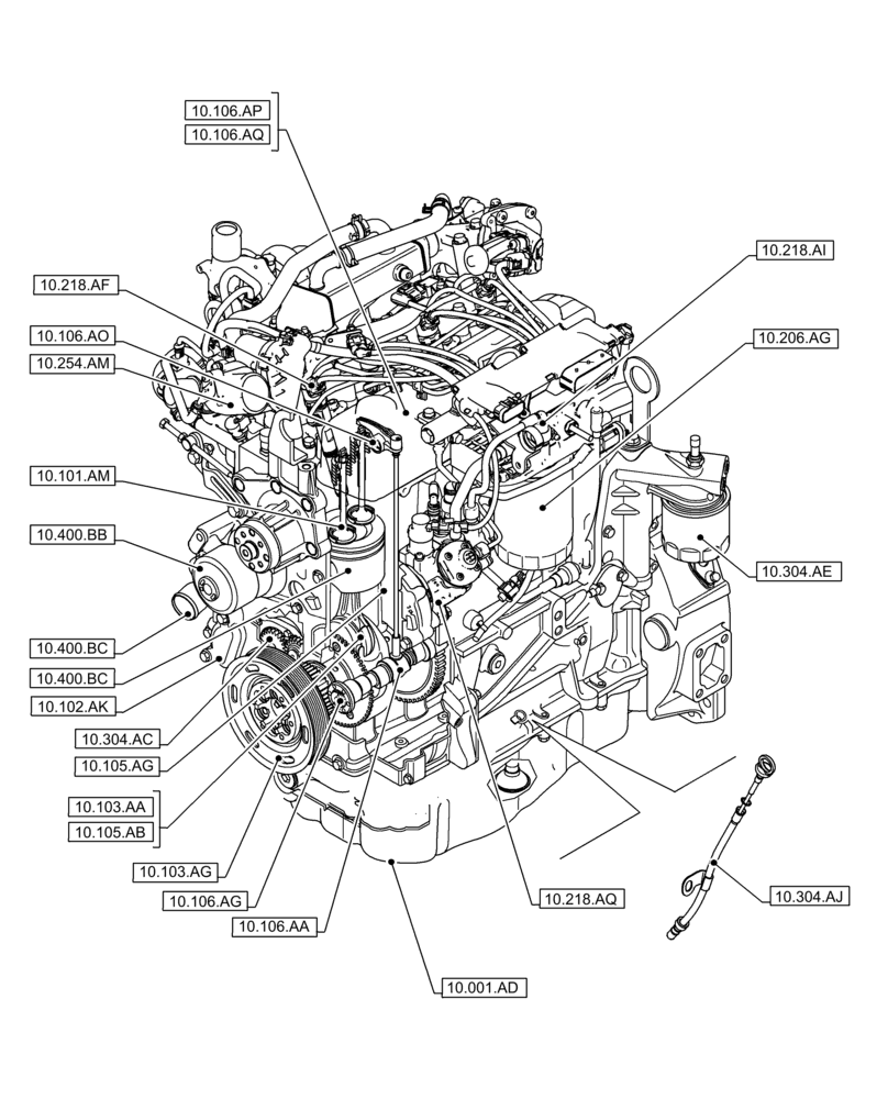 Схема запчастей Case F5BFL413A B007 - (10.000.00[01]) - SECTION INDEX - ENGINE (10) - ENGINE