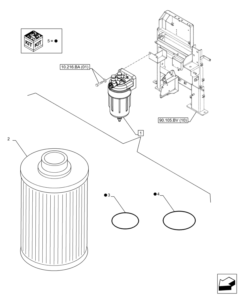 Схема запчастей Case CX300D LC - (10.206.AO) - FUEL FILTER (10) - ENGINE