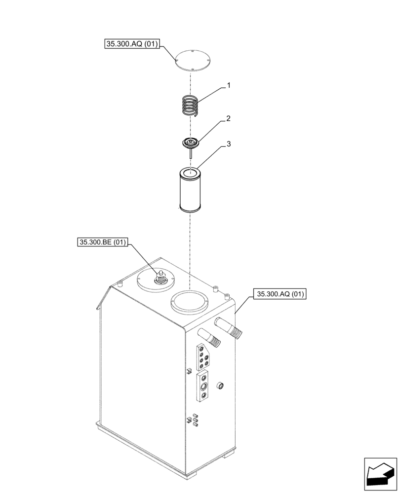 Схема запчастей Case CX250D LC - (35.300.AN[01]) - HYDRAULIC OIL RESERVOIR, OIL FILTER (35) - HYDRAULIC SYSTEMS