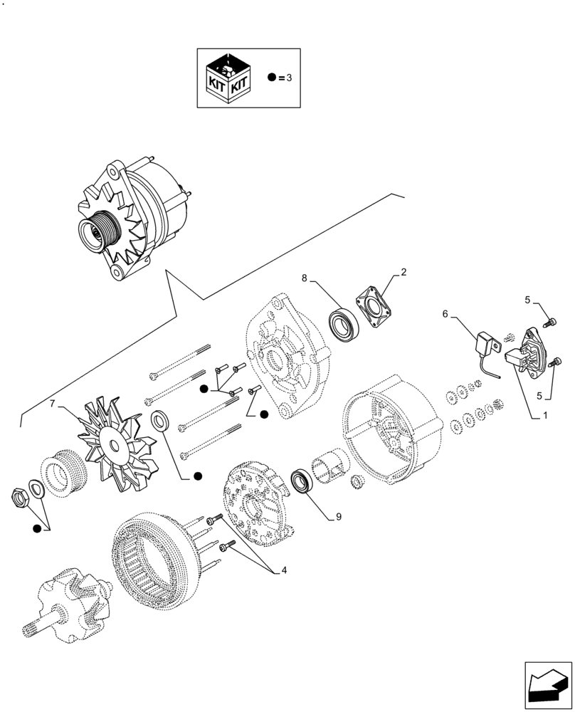 Схема запчастей Case F5HFL463D G001 - (55.301.AA[02]) - ALTERNATOR, COMPONENTS (55) - ELECTRICAL SYSTEMS