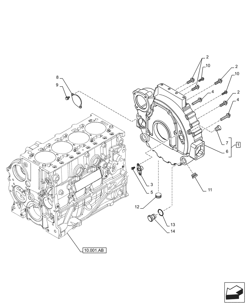 Схема запчастей Case F5HFL463D F005 - (10.103.AK) - FLYWHEEL CASE (10) - ENGINE