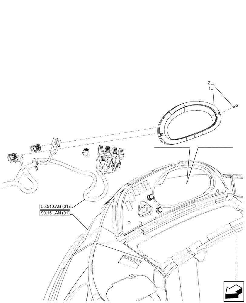 Схема запчастей Case 580SN WT - (55.408.CA) - INSTRUMENT CLUSTER (55) - ELECTRICAL SYSTEMS