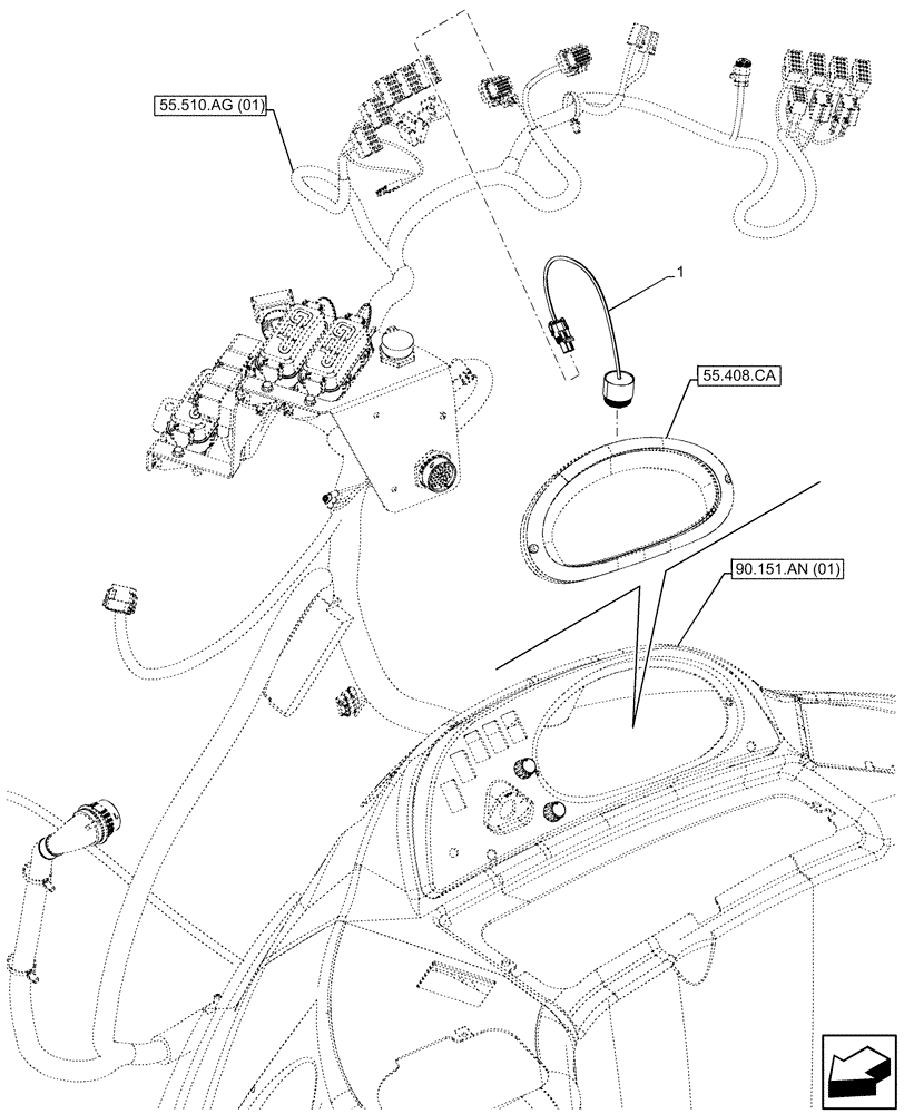 Схема запчастей Case 580SN WT - (55.408.AG[02]) - HORN (55) - ELECTRICAL SYSTEMS