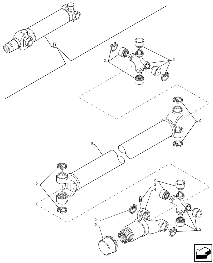 Схема запчастей Case 580N EP - (23.314.AH[02]) - FRONT AXLE, HALF SHAFT, 4WD (23) - FOUR WHEEL DRIVE SYSTEM