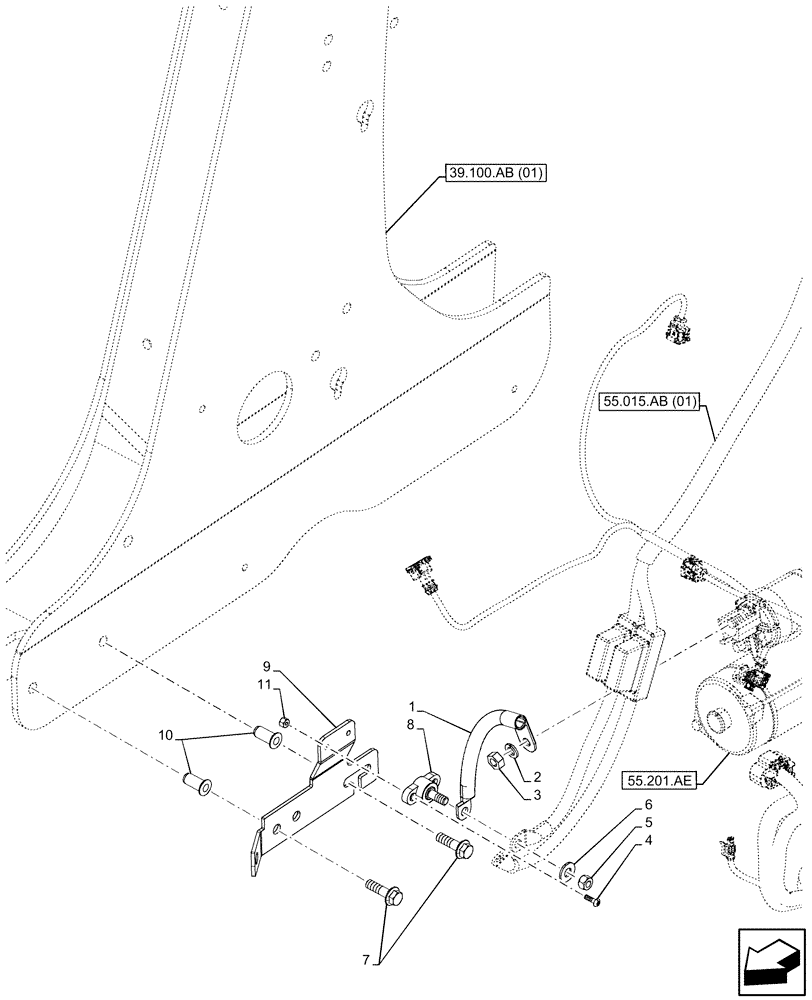 Схема запчастей Case 580SN - (55.201.AU) - STARTER MOTOR, JUMPER (55) - ELECTRICAL SYSTEMS