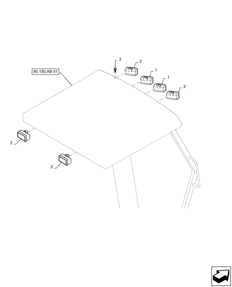 Схема запчастей Case 570N EP - (55.404.AQ[01]) - DRIVING LIGHTS, CAB (55) - ELECTRICAL SYSTEMS