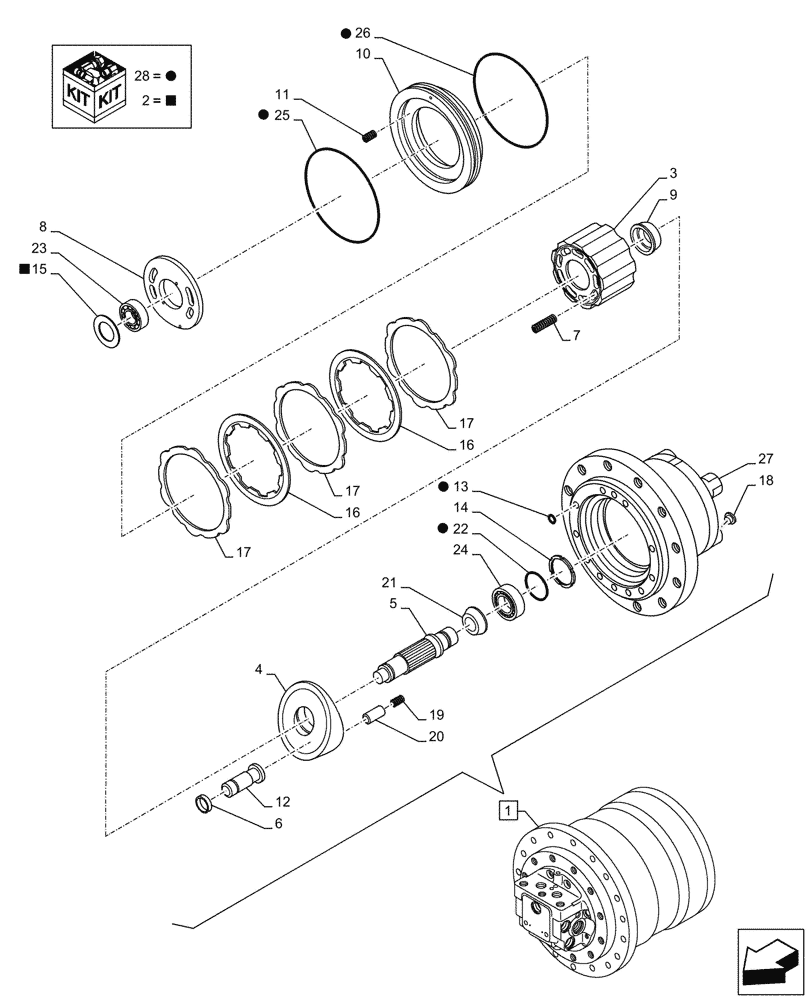 Схема запчастей Case CX300D LC - (35.353.AD[02]) - TRAVEL MOTOR & REDUCTION GEAR, COMPONENTS (35) - HYDRAULIC SYSTEMS