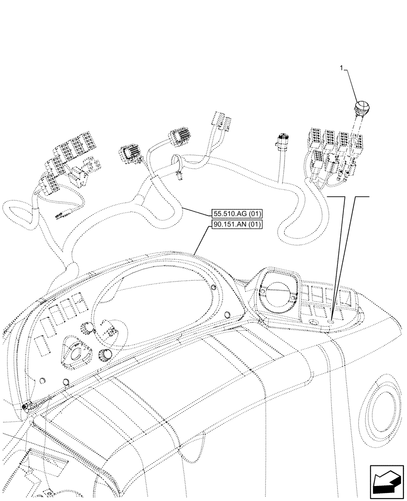 Схема запчастей Case 580SN WT - (55.512.BO) - HORN, SWITCH (55) - ELECTRICAL SYSTEMS