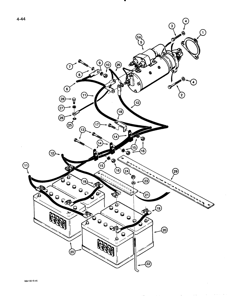 Схема запчастей Case W30 - (4-44) - ELECTRICAL SYSTEM, BATTERY, STARTER, AND BATTERY CABLES (04) - ELECTRICAL SYSTEMS